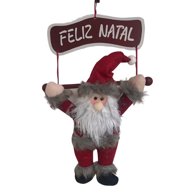 Natal - Placa Decorativa para Porta ou Parede - Ho Ho Ho, Feliz Natal