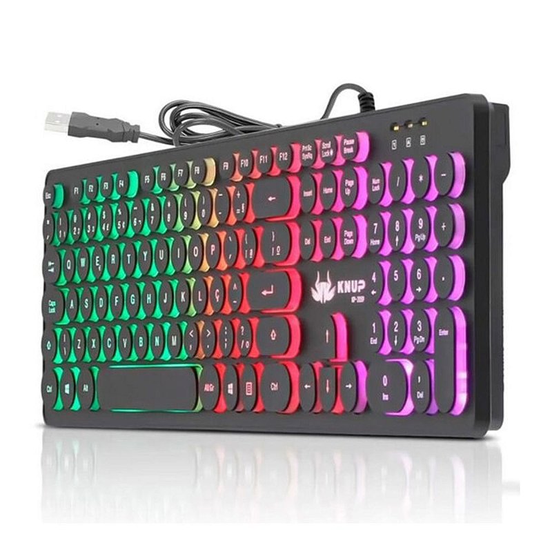 KIYO Teclado Gamer Semi Mecânico Knup KP-2059 Preto RGB Com Fio - Casa