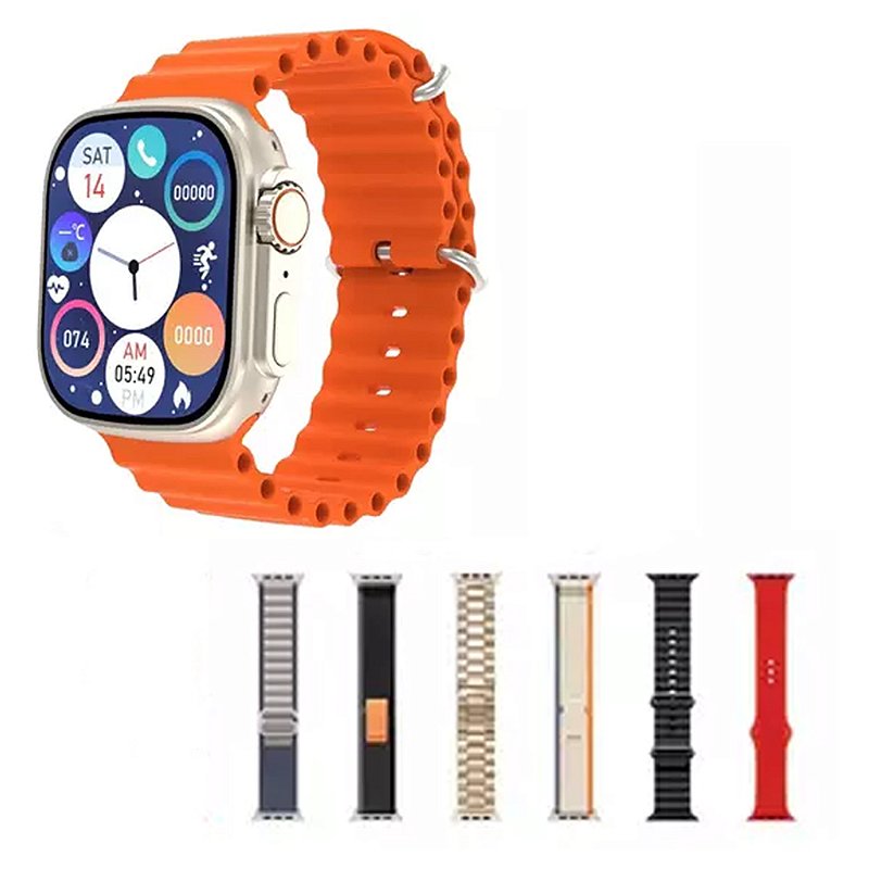 Smartwatch Bazik Prime W53 Pro Max com 7 Pulseiras Dourado - Casa