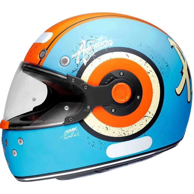 Capacete SMK Retro Adventure - Azul/Laranja Fosco - XAPARRAL THE