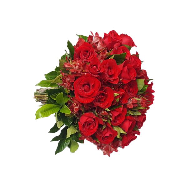 Buquê de Rosas e Astromélias Vermelha - Flores da Vila