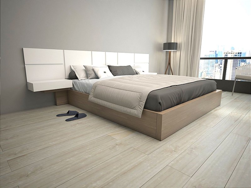 Cama modelo Módulo Queen Com Cabeceira e Criados com Gavetas - Tutto Legno