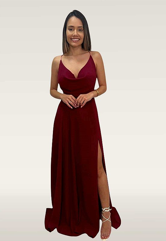 Vestido marsala frente unica sale