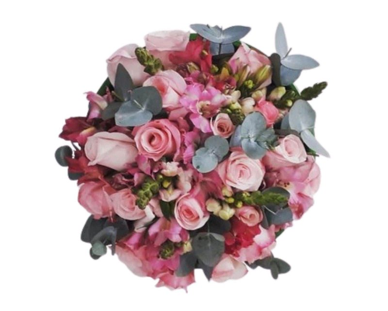 Buquê de Noiva Rosas Vânia, Eucalipto e Astromélia | Flores - Floricultura  BH, Cestas de Flores BH, Buquê de Flores BH