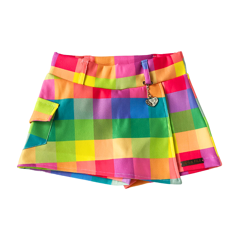 Short Saia Infantil Neon Color 4 a 14 anos - Mila Filó Moda Infantil