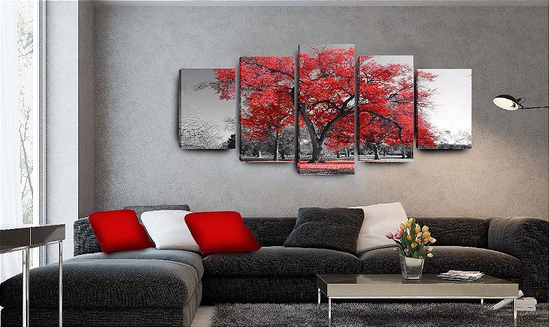 Quadro decorativo sala de jantar arvore vermelha