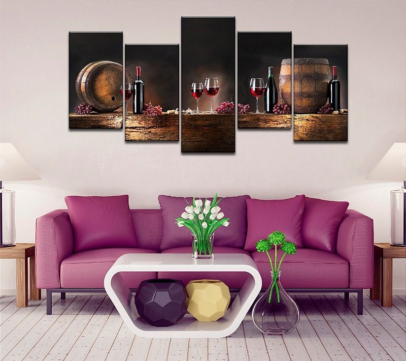 Quadro decorativo sala de jantar visita vinho barril