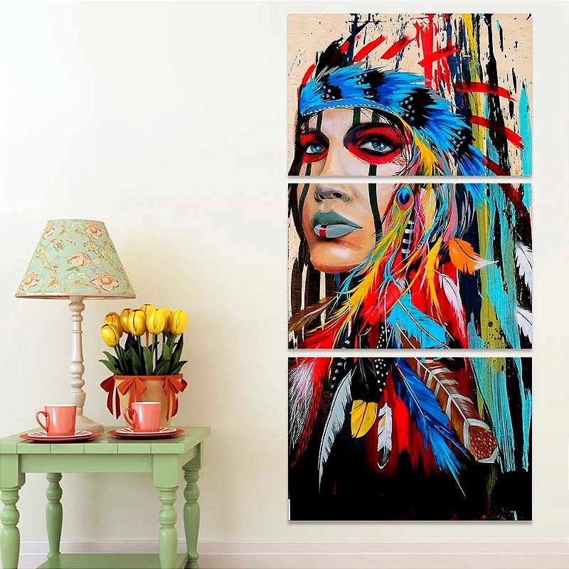 Quadro Decorativo Moderno India Americana Grande
