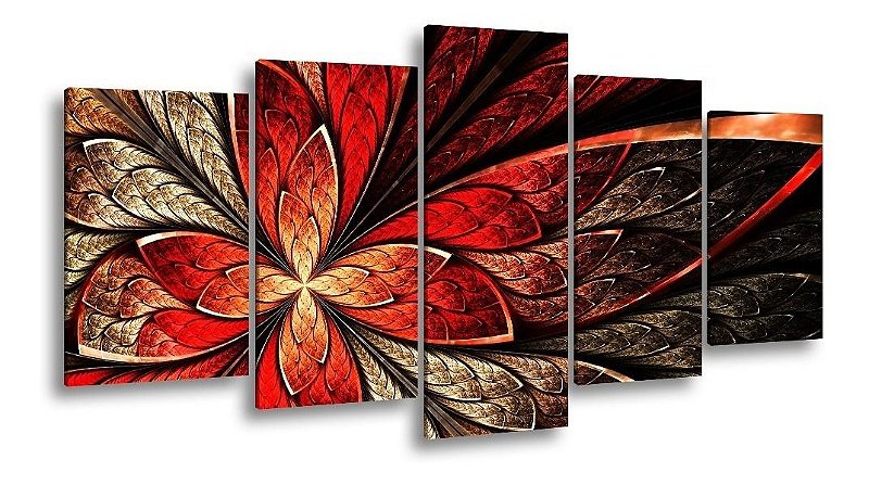 Quadro Decorativo Sala Quarto Flor Vermelha Design