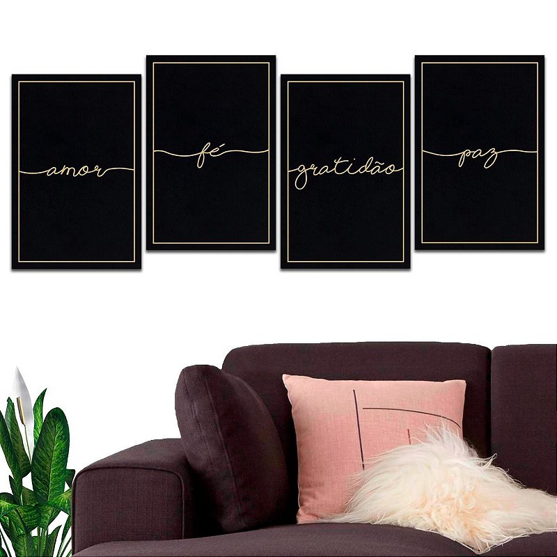 Kit 4 Quadros Decorativos  MDF Corte a Lazer