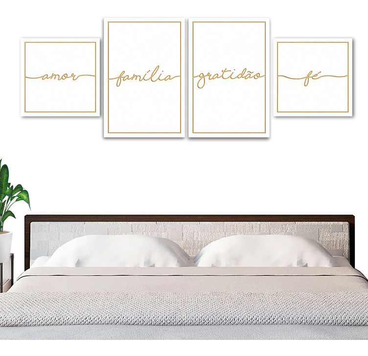 Kit 4 Quadros Decorativos  MDF Corte a Lazer
