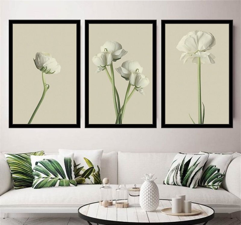 Quadro Decorativo Flores Branca Sala Quarto