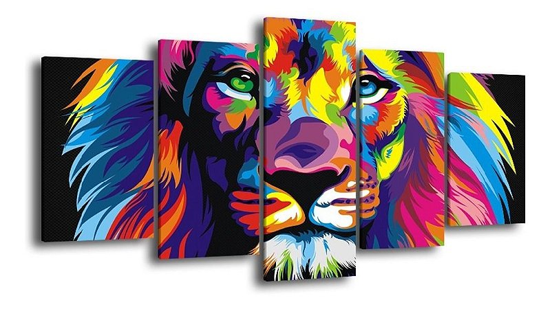 Quadro Decorativo Grande Sala Quarto Leão Judá Colorido