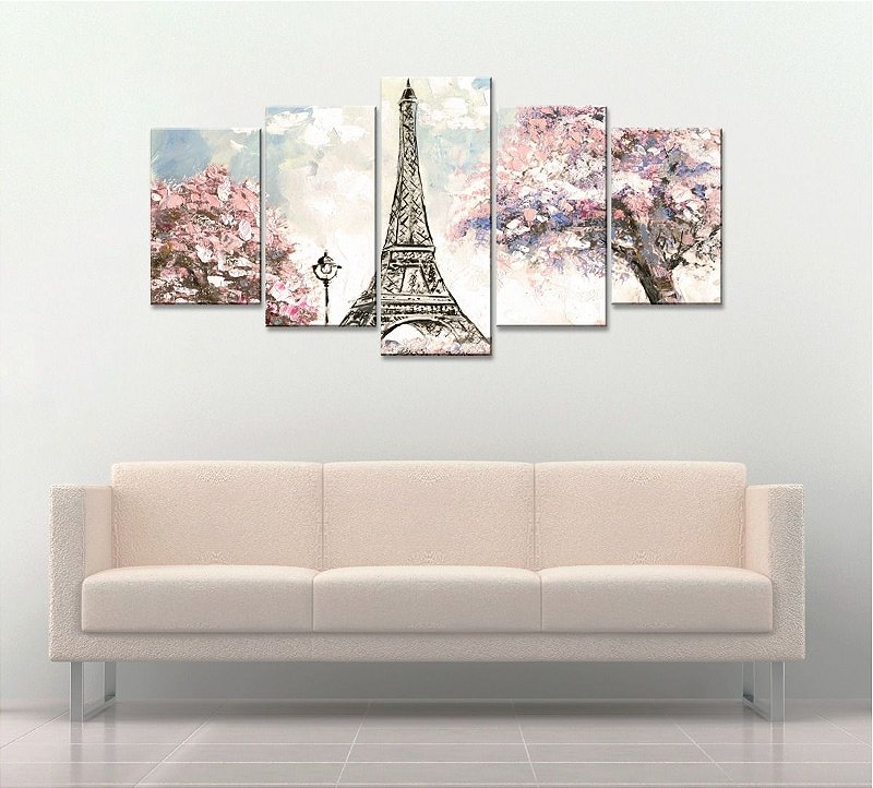 Quadro Decorativo 129x63 Sala Quarto Torre Eiffel Paris
