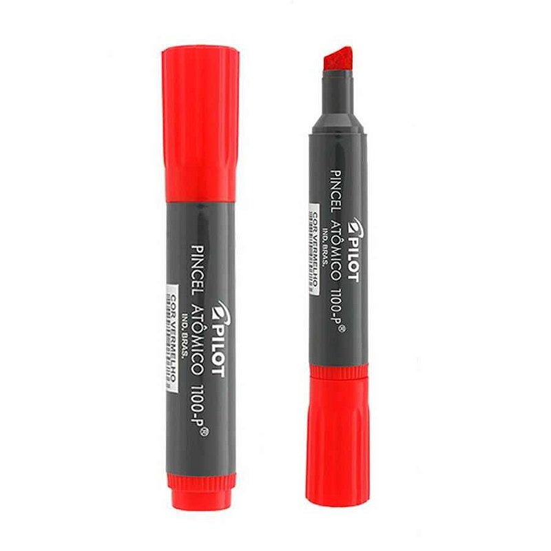 Pincel Atômico Vermelho 1100P Recarregável Marcador Permanente