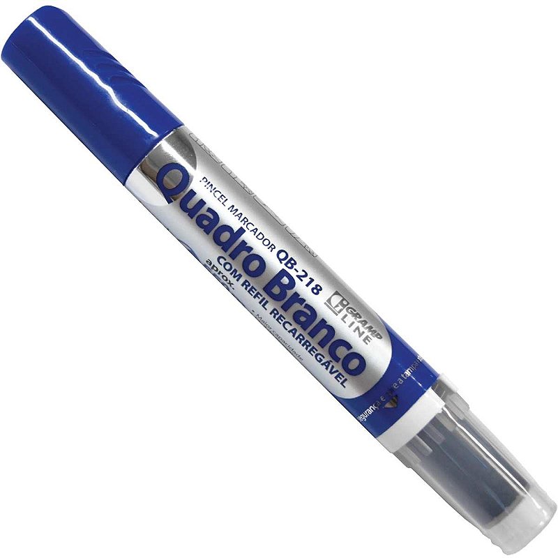 Caneta Marcador para Quadro Branco Azul com Refil QB-218 5,5 ml