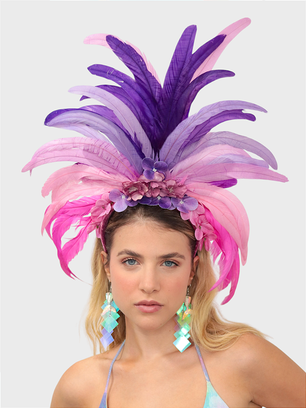 Tiara de Carnaval com Penas Carnavália Amor de Rosa