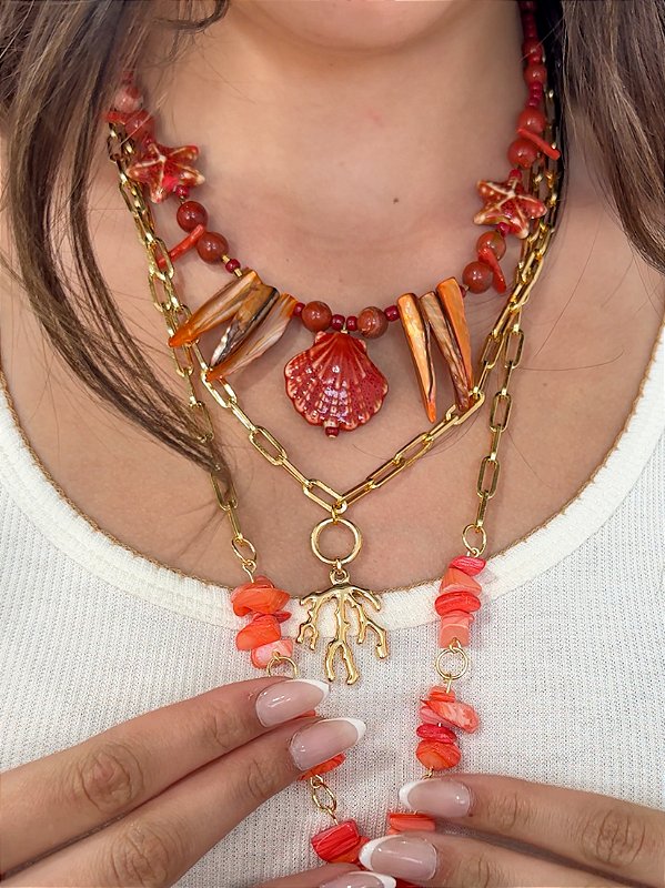 Colar Concha Coral Natural
