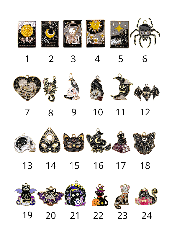 Pingentes numerados do Choker Bandana Bar Halloween