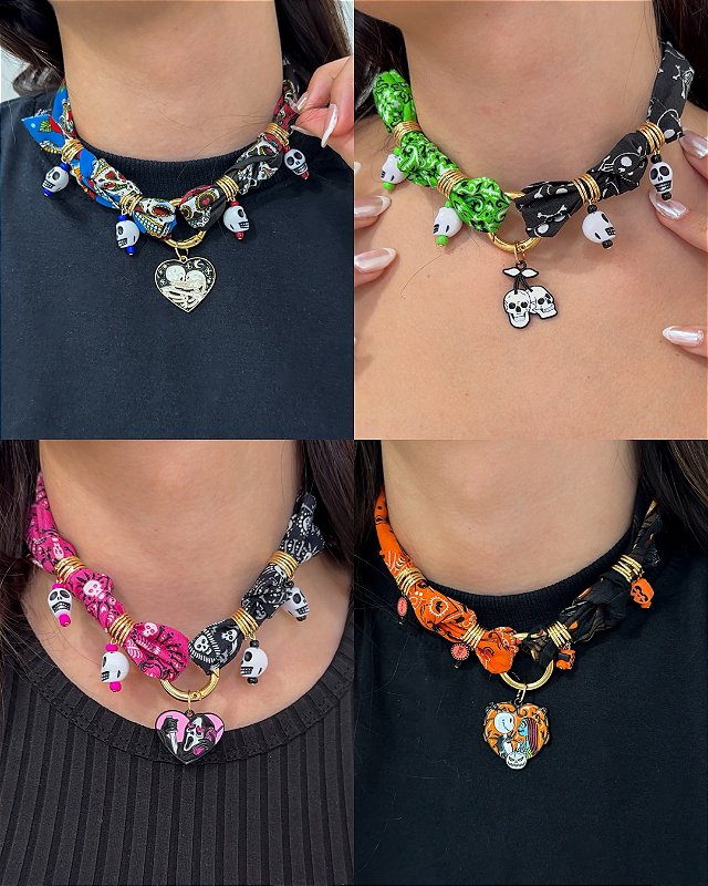 Choker Bandana Bar Halloween em várias cores