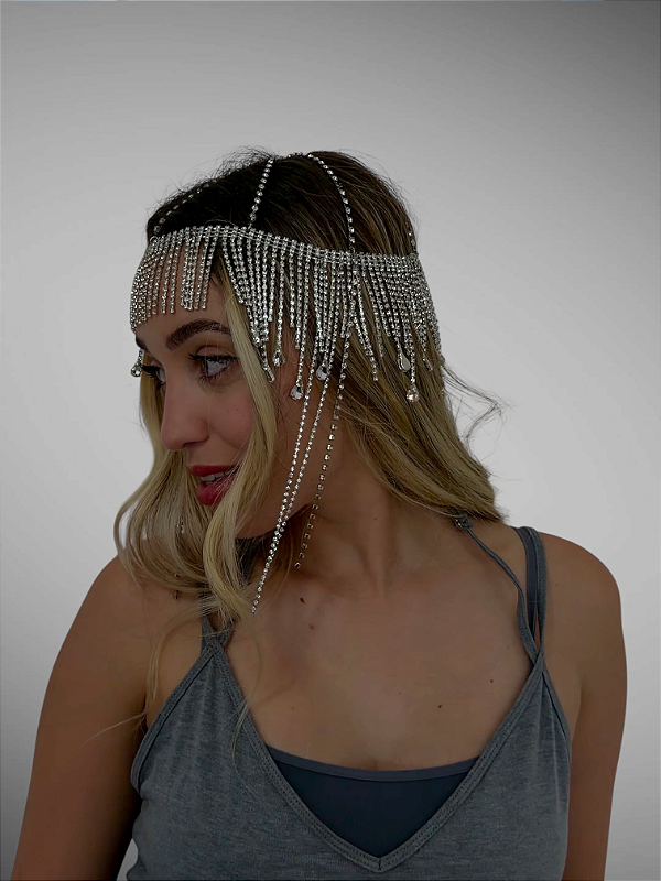 Headpiece Touca Cascata Brilhante
