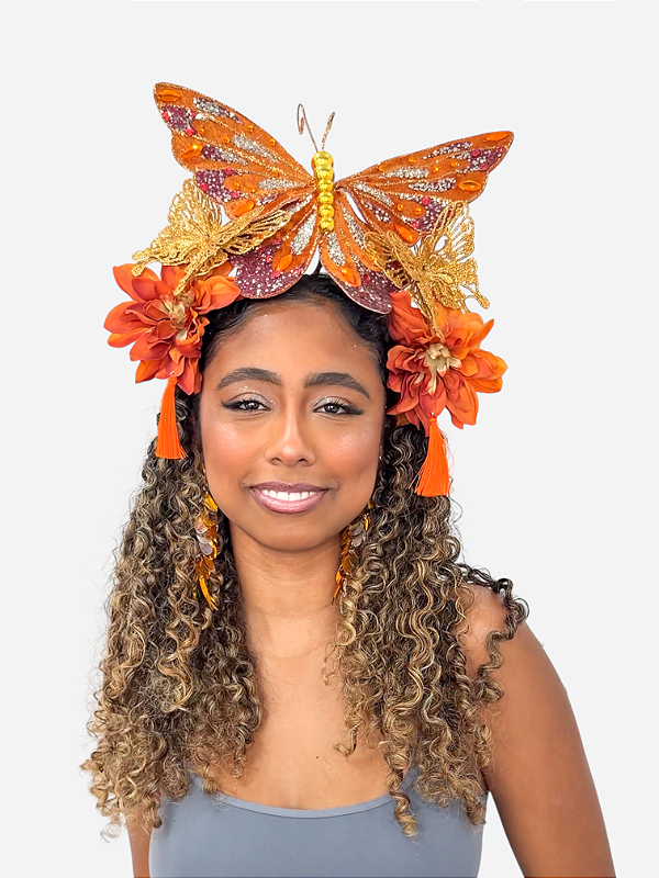 Tiara de Carnaval Borboleta Máxi Laranja