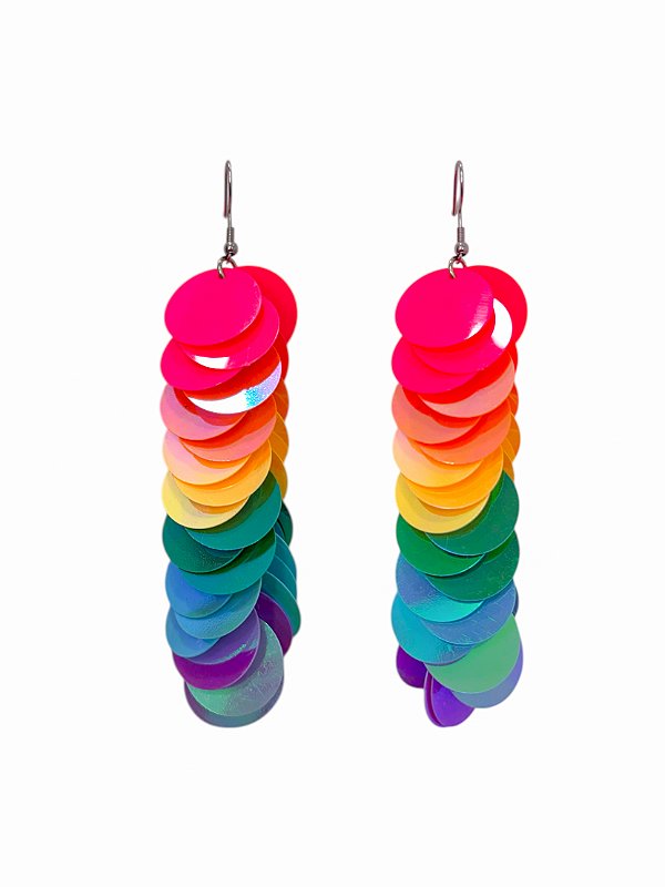 Brinco de Carnaval Paetê Confete Neon