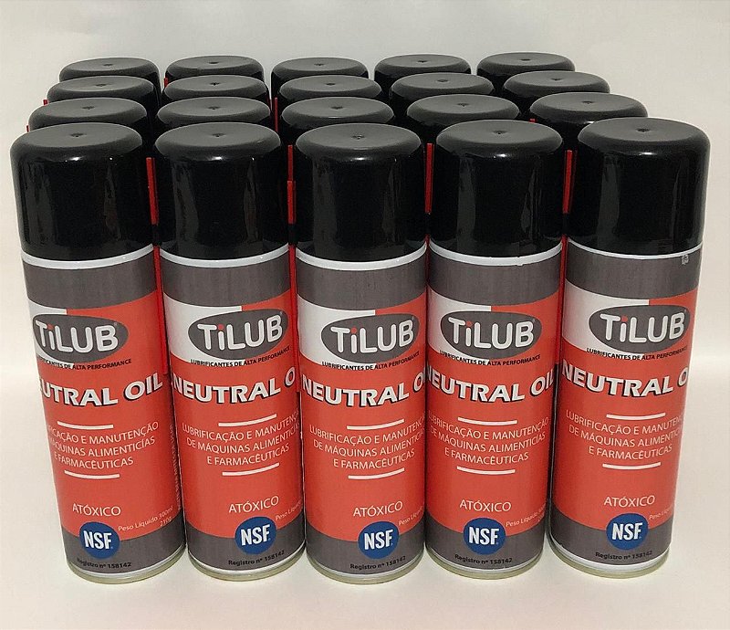 Tilub Spray Neutral Oil - Óleo grau alimentício H1 - NSF 158142 - 300ml /  210g - 20 Unidades - Loja Tilub