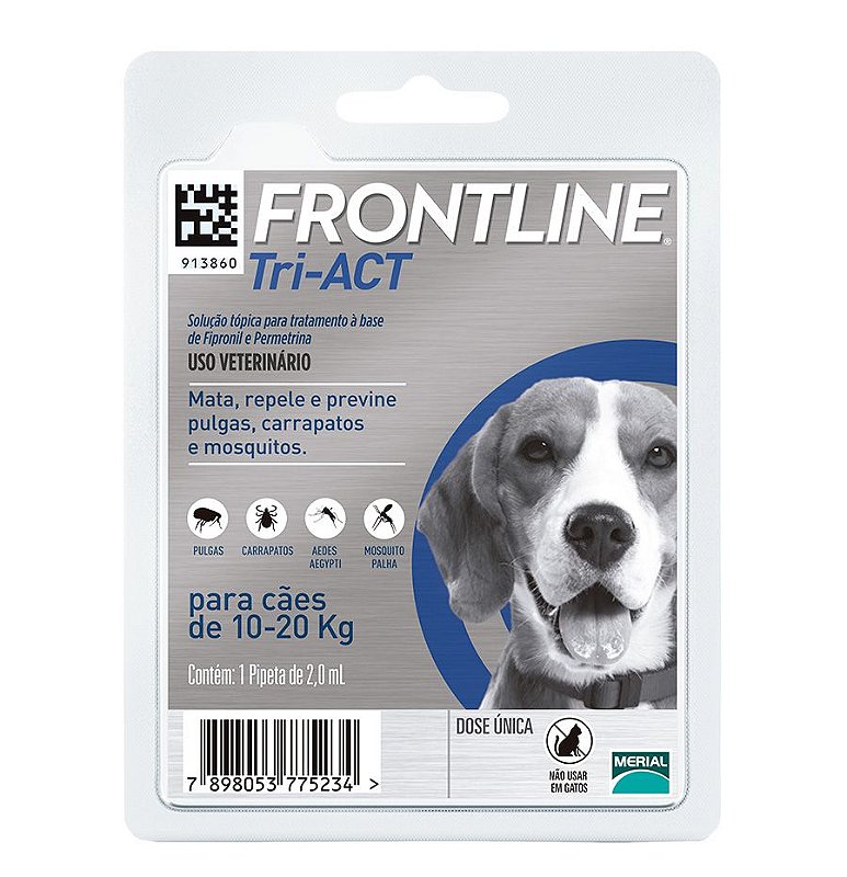 Frontline Tri-ACT Antipulgas e Carrapatos M para Cães de 10 a 20kg