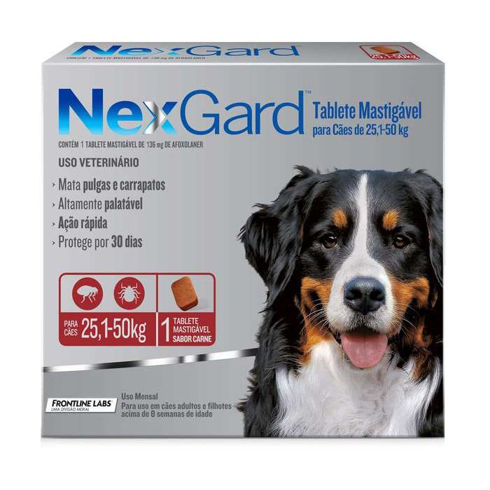 Nexgard 25 a 50 kg Antipulgas e Carrapatos Merial para Cães