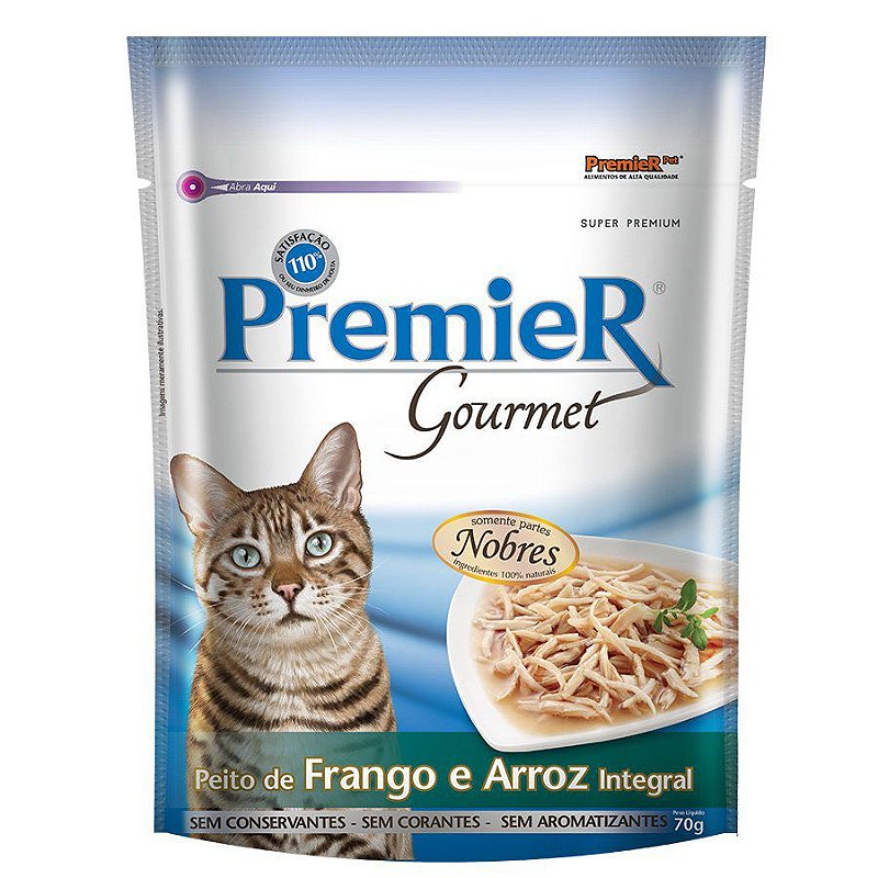 Ração Úmida Premier Gourmet Para Gatos sabor Peito de Frango e Arroz integral 70g