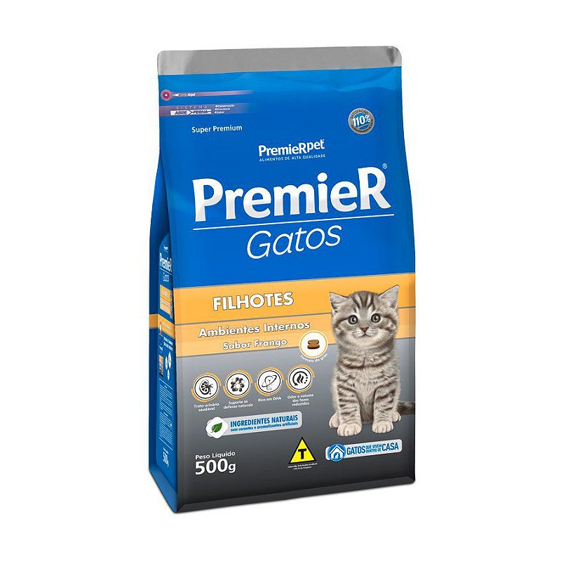 Ração Premier Ambientes Internos para Gatos Filhotes Sabor Frango