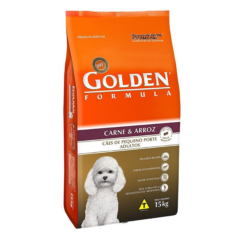 Ração Golden Fórmula Mini Bits Para Cães Adultos Pequeno Porte Sabor Carne e Arroz