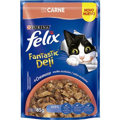 Ração Úmida Nestlé Purina Felix Fantastic Deli Carne para Gatos Adultos - 85g