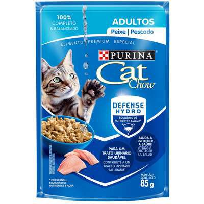 Ração Úmida Nestlé Purina Cat Chow Sachê Adultos Peixe ao Molho - 85g