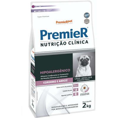 Ração Premier Nutrição Clínica Hipoalergênico Cordeiro e Arroz para Cães Adultos Pequeno Porte 2kgs