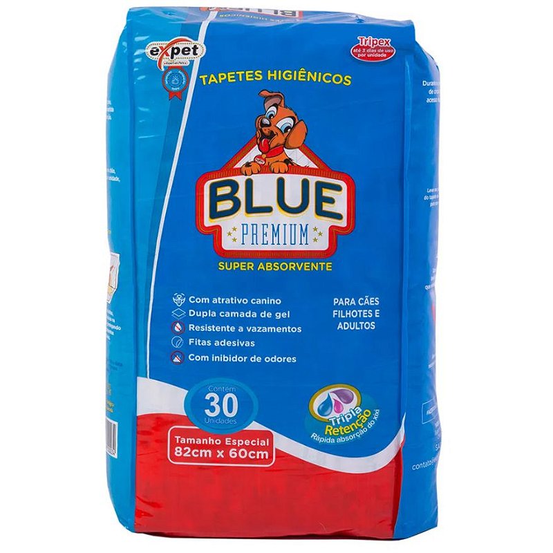Tapete Higiênico Expet Blue Premium Para Cães c/ 30 unidades