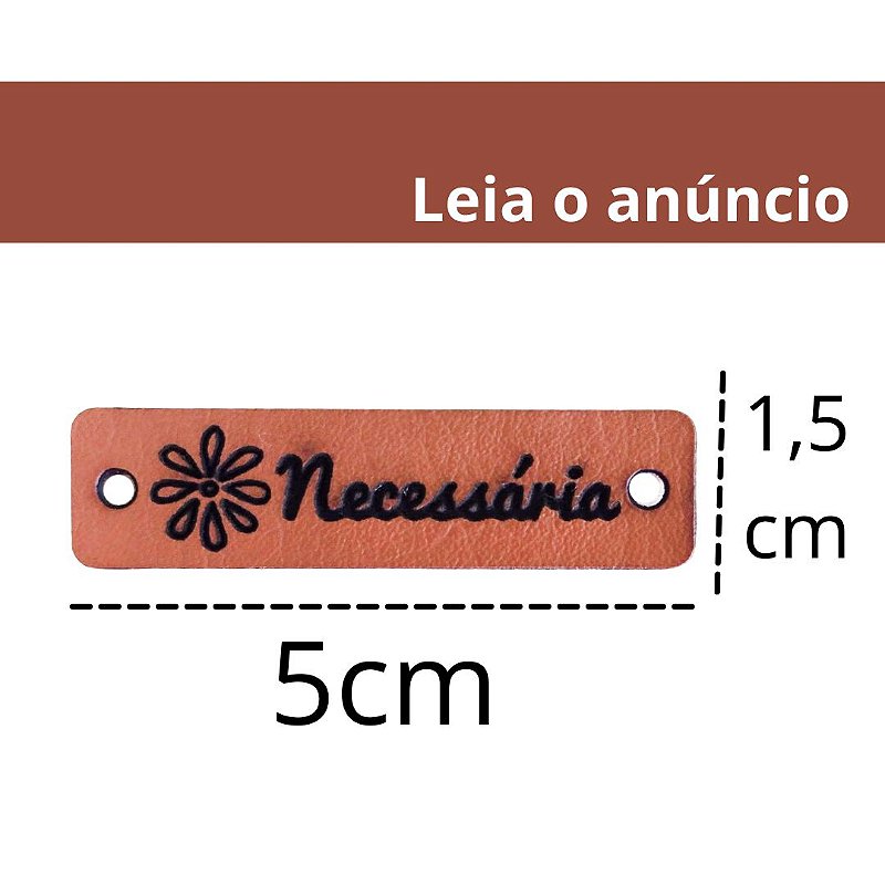 Etiquetas Em Couro Sintético Personalizada Corte Laser - 1,5x5cm - 50 unidades