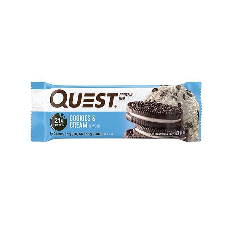 Quest Bar Cookies & Cream 60g – 21g Proteína, 1g Açúcar, Keto ...