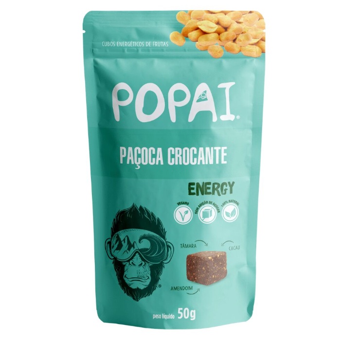 Cubo Energético Popai Paçoca Crocante 50g | Vegano e Natural - FrancoSports