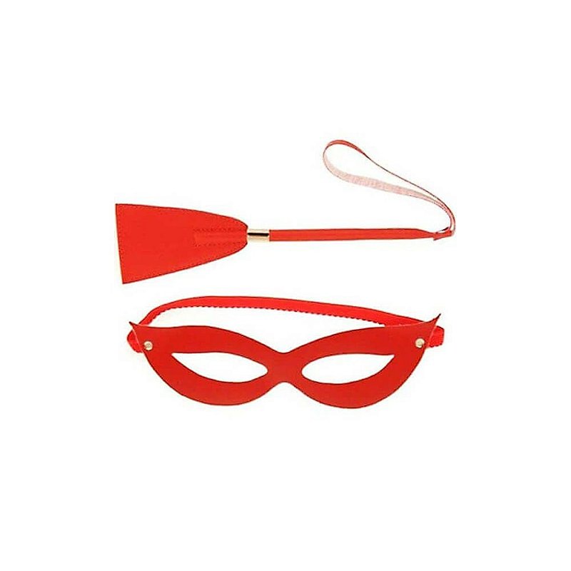 Chibata Vermelha - Máscara - Em Couro - 50 Tons - Atacado para sex shop  Catelan-Atacado