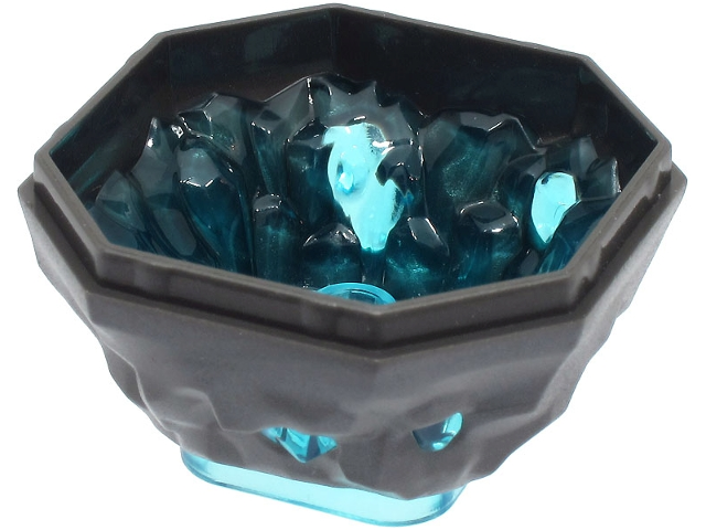 Pedra octogonal 4x4 Pearl Dark Gray com cristais azuis