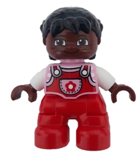Boneco Lego Duplo Menina pernas vermelhas, top rosa brilhante com flor ...