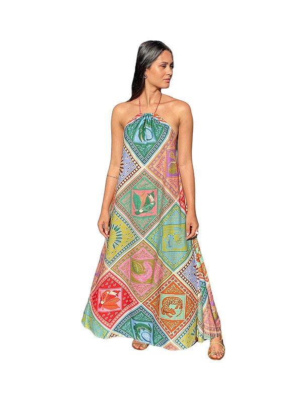 vestido longo lenco - farm - Loja Dress