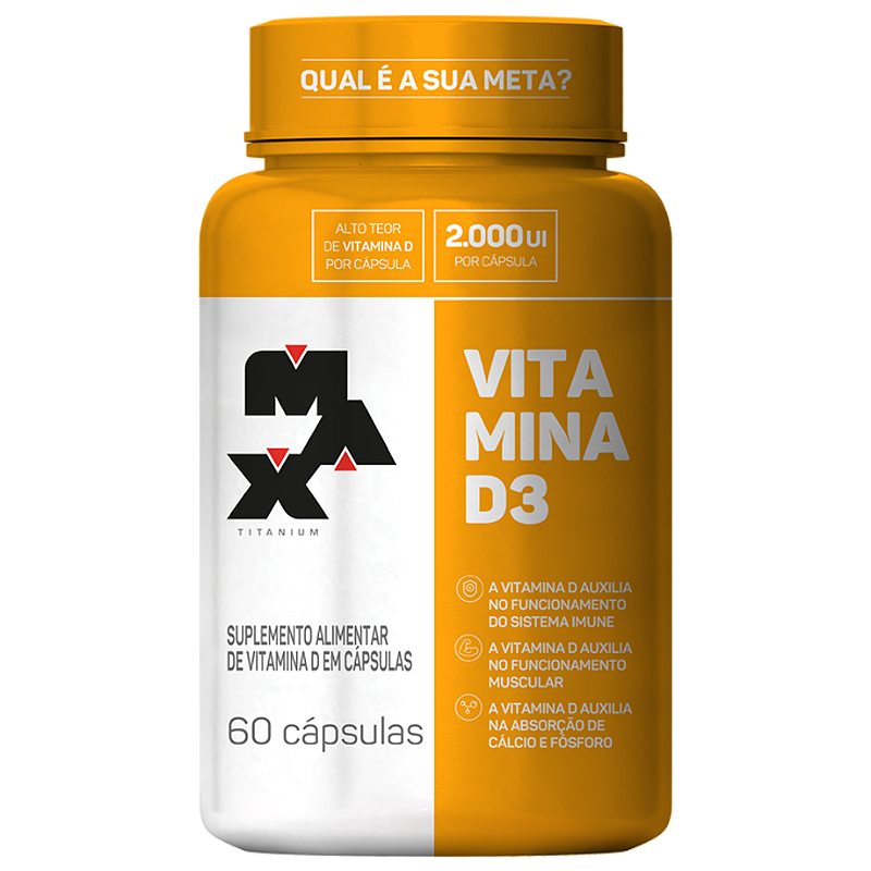 Vitamina D3 (60 Cápsulas) - Max Titanium - Pote