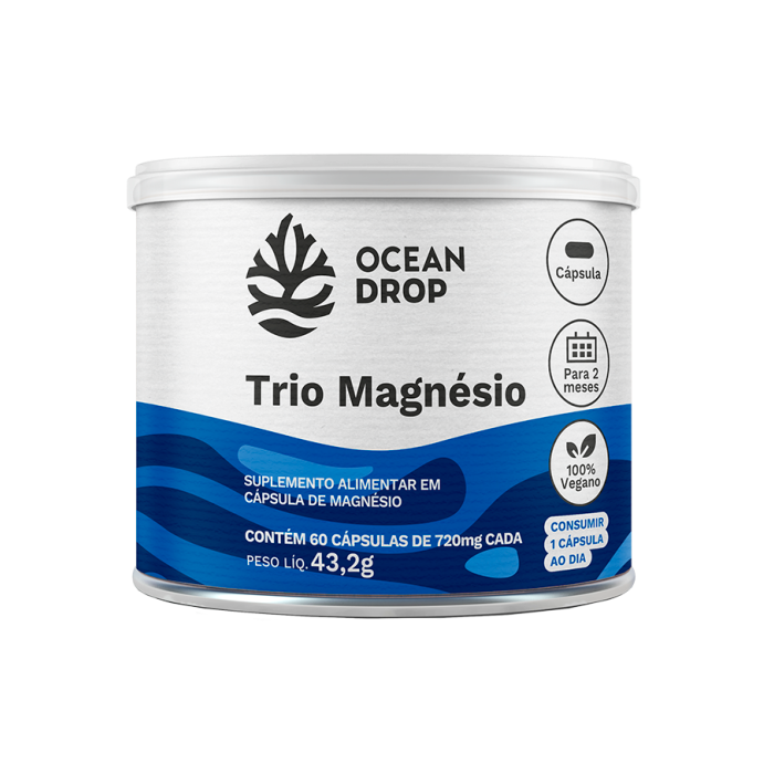 Trio Magnésio 60 Cápsulas - 720mg - Ocean Drop - Pote