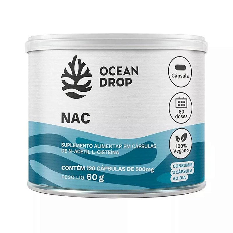 NAC 600mg Ocean Drop 120 Cápsulas com Alta Concentração de Antioxidantes