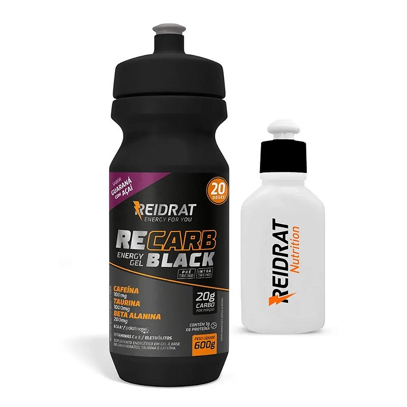 Recarb Energy Gel Black Squeeze 600g + Mini Squeeze 100 ml (20 doses) - GEL DE CARBOIDRATO