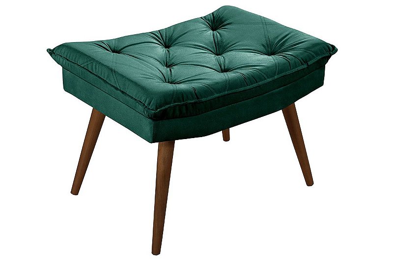 Banqueta Verde Puff Luxo em Suede