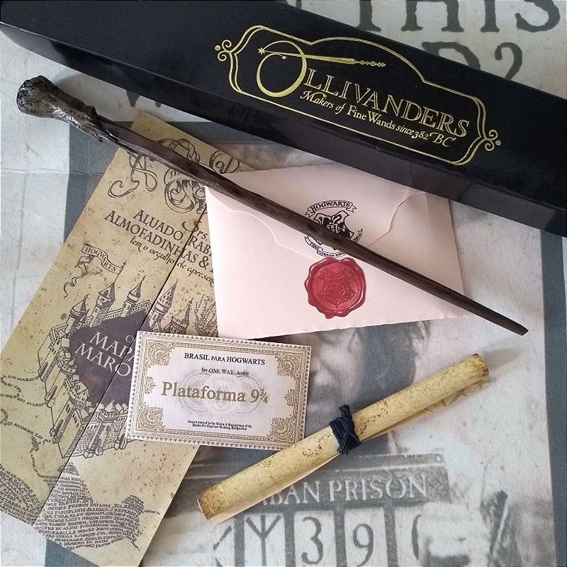 Varinha Ronald Weasley + Carta + Mapa + Bilhete + Feitiços 